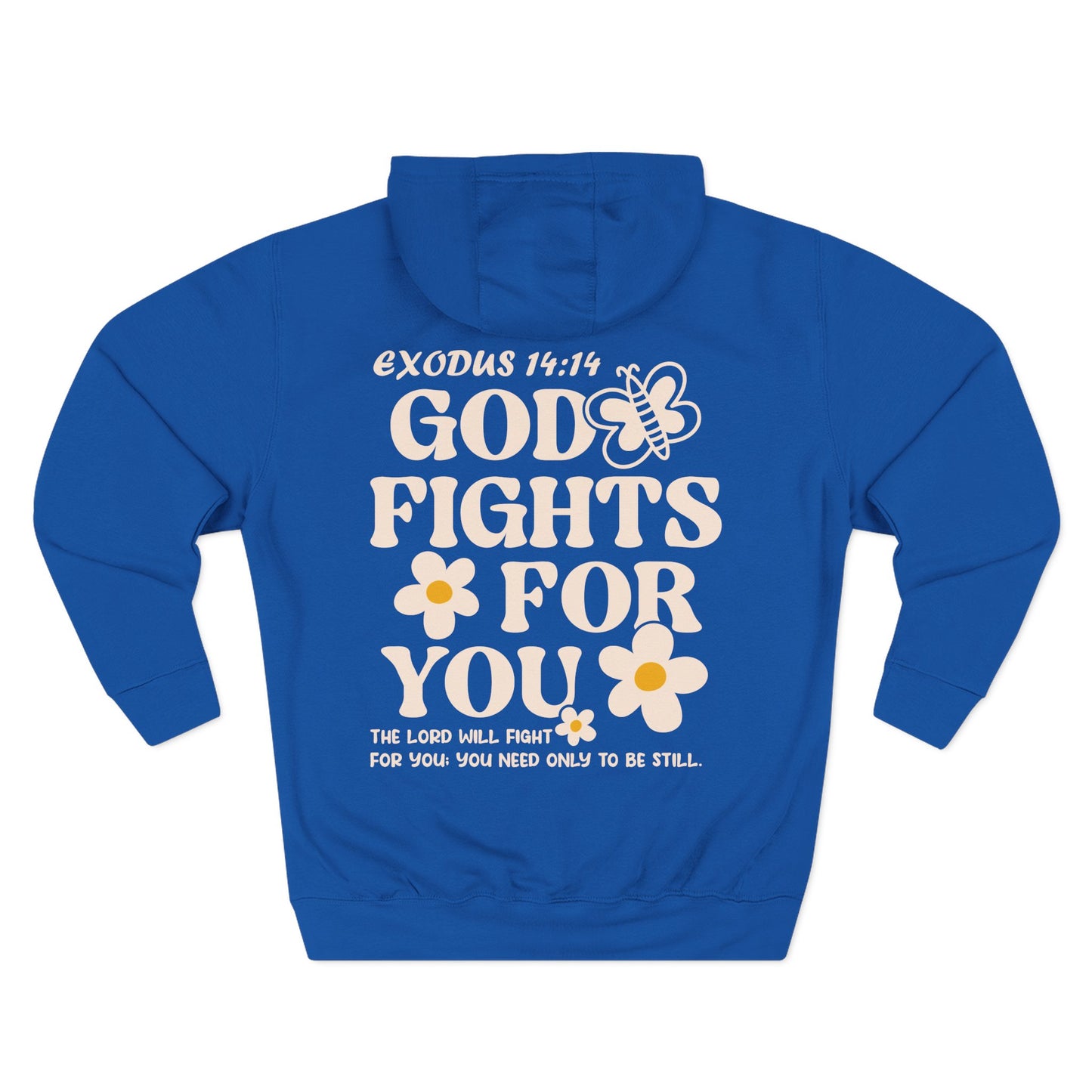 DeepRooted"God Fights" Three-Panel Fleece Hoodie
