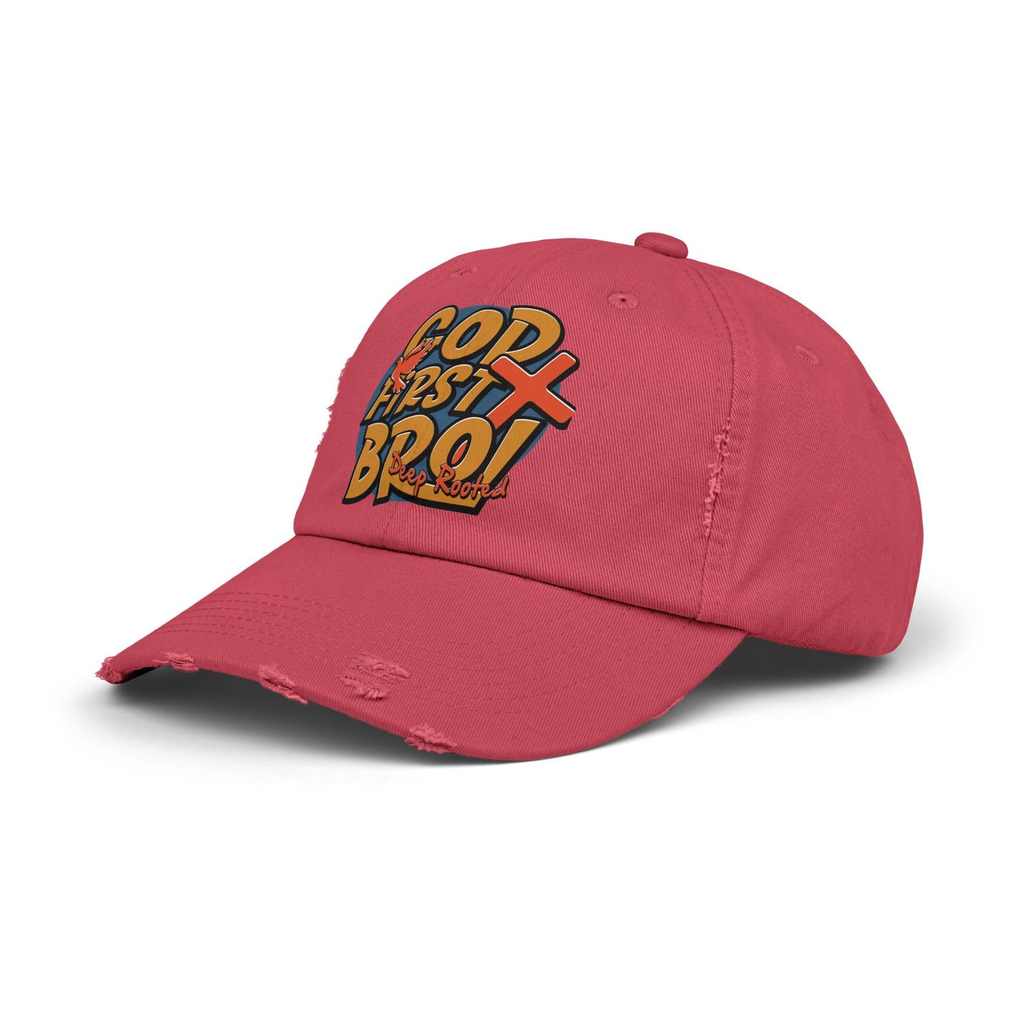 DeepRooted "God First" Unisex Distressed Cap